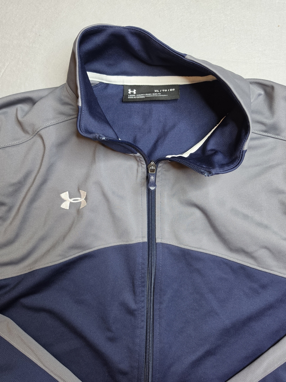 Under Armour Men's Navy and Gray Full-Zip Warm Up Jacket XL